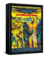 Planet of the Apes, (French Poster Art), Charlton Heston, 1968-null-Framed Stretched Canvas