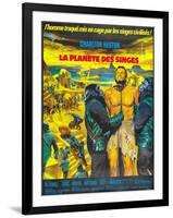 Planet of the Apes, (French Poster Art), Charlton Heston, 1968-null-Framed Art Print