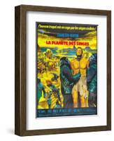 Planet of the Apes, (French Poster Art), Charlton Heston, 1968-null-Framed Art Print