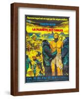 Planet of the Apes, (French Poster Art), Charlton Heston, 1968-null-Framed Art Print