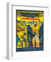 Planet of the Apes, (French Poster Art), Charlton Heston, 1968-null-Framed Art Print