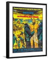 Planet of the Apes, (French Poster Art), Charlton Heston, 1968-null-Framed Art Print