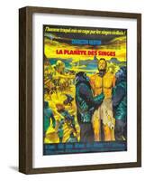 Planet of the Apes, (French Poster Art), Charlton Heston, 1968-null-Framed Art Print