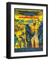 Planet of the Apes, (French Poster Art), Charlton Heston, 1968-null-Framed Art Print