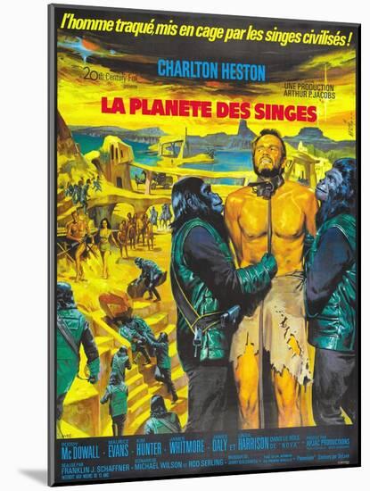 Planet of the Apes, (French Poster Art), Charlton Heston, 1968-null-Mounted Art Print