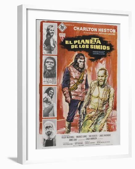 Planet of the Apes, Spanish Movie Poster, 1968-null-Framed Art Print