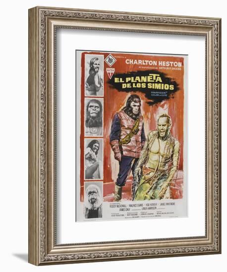 Planet of the Apes, Spanish Movie Poster, 1968-null-Framed Art Print