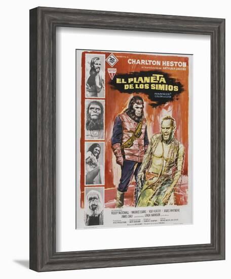 Planet of the Apes, Spanish Movie Poster, 1968-null-Framed Art Print