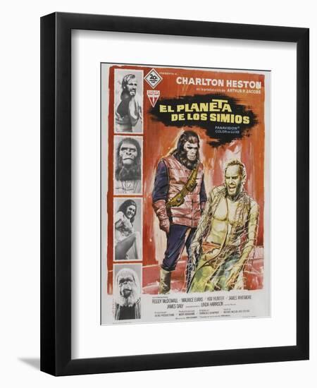 Planet of the Apes, Spanish Movie Poster, 1968-null-Framed Art Print