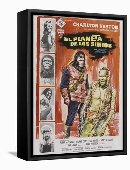 Planet of the Apes, Spanish Movie Poster, 1968-null-Framed Stretched Canvas