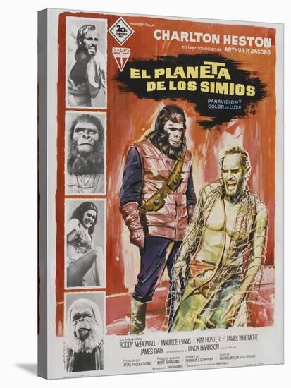 Planet of the Apes, Spanish Movie Poster, 1968-null-Stretched Canvas