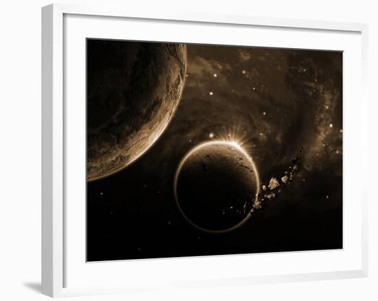 Planet with an Asteroid in the Starry Background-molodec-Framed Photographic Print