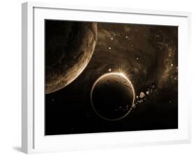 Planet with an Asteroid in the Starry Background-molodec-Framed Photographic Print