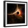 Planet with Rings at Sunrise on the Background of the Cosmos-molodec-Framed Art Print