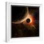 Planet with Rings at Sunrise on the Background of the Cosmos-molodec-Framed Art Print