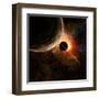 Planet with Rings at Sunrise on the Background of the Cosmos-molodec-Framed Art Print