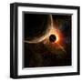 Planet with Rings at Sunrise on the Background of the Cosmos-molodec-Framed Art Print