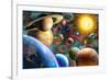 Planets in Space (Variant 1)-Adrian Chesterman-Framed Art Print