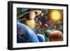 Planets in Space (Variant 1)-Adrian Chesterman-Framed Art Print