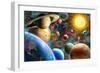 Planets in Space (Variant 1)-Adrian Chesterman-Framed Art Print