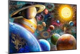 Planets in Space-Adrian Chesterman-Mounted Art Print