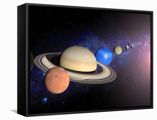 Planets, Moon and Asteroids-null-Framed Stretched Canvas