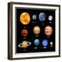 Planets of Solar System Realistic Set of Space-seamartini-Framed Photographic Print