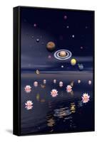 Planets of the Solar System Surrounded by Lotus Flowers and Butterflies-null-Framed Stretched Canvas