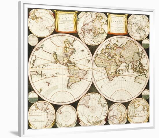 Planisphaerium Terrestre Sive Terrarum Orbis, 1696-Carel Allard-Framed Premium Giclee Print