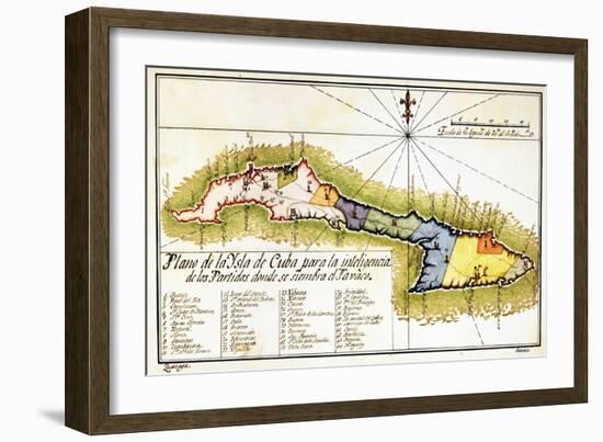 Plano de La Isla de Cuba Para La Inteligencia de Los Partidos Donde Se Siembra El Tabaco-null-Framed Giclee Print