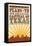 Plano, Texas - Skyline and Sunburst Screenprint Style-Lantern Press-Framed Stretched Canvas