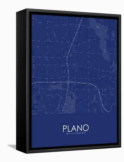 Plano, United States of America Blue Map-null-Framed Stretched Canvas