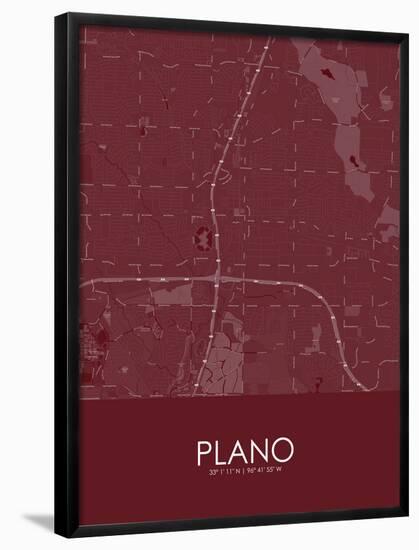 Plano, United States of America Red Map-null-Framed Poster