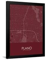 Plano, United States of America Red Map-null-Framed Poster