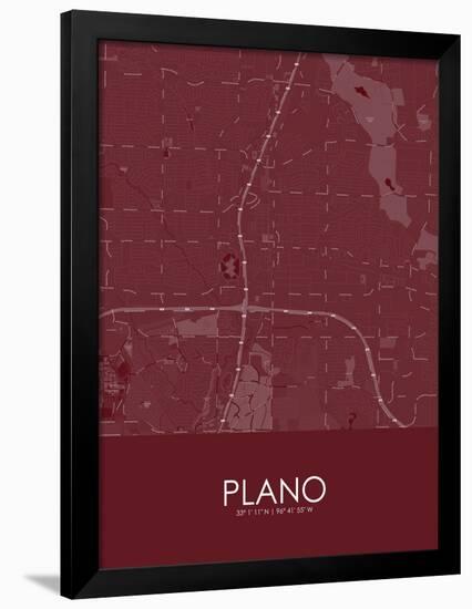 Plano, United States of America Red Map-null-Framed Poster