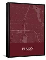 Plano, United States of America Red Map-null-Framed Stretched Canvas