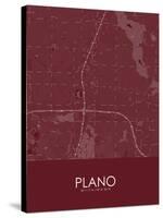Plano, United States of America Red Map-null-Stretched Canvas