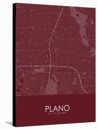 Plano, United States of America Red Map-null-Stretched Canvas