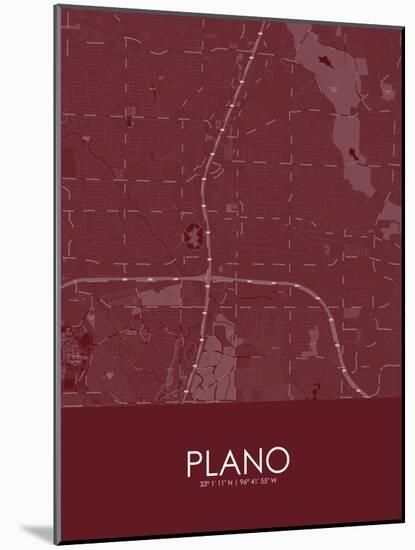 Plano, United States of America Red Map-null-Mounted Poster