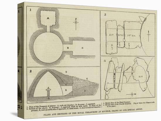 Plans and Sections of the Royal Treasuries at Mycenae-null-Stretched Canvas