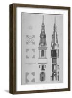 Plans, Elevations and Section of the Church of St Mary-Le-Bow, Cheapside, City of London, 1725-Christopher Wren-Framed Giclee Print