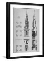 Plans, Elevations and Section of the Church of St Mary-Le-Bow, Cheapside, City of London, 1725-Christopher Wren-Framed Giclee Print