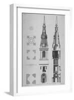 Plans, Elevations and Section of the Church of St Mary-Le-Bow, Cheapside, City of London, 1725-Christopher Wren-Framed Giclee Print