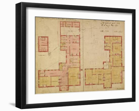 Plans for the Red House, Bexley Heath, 1859 (Pen and Ink and W/C on Paper)-Philip Webb-Framed Giclee Print