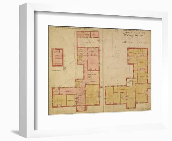 Plans for the Red House, Bexley Heath, 1859 (Pen and Ink and W/C on Paper)-Philip Webb-Framed Premium Giclee Print