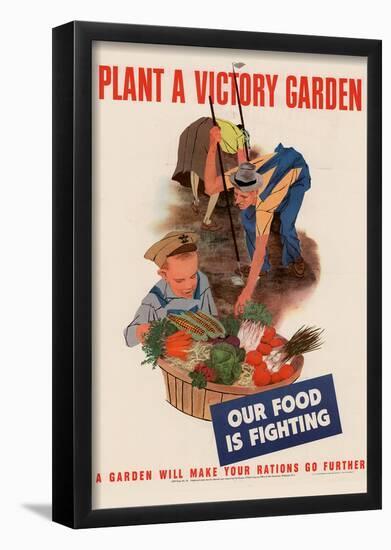 Plant a Victory Garden Our Food is Fighting WWII War Propaganda Art Print Poster-null-Framed Poster