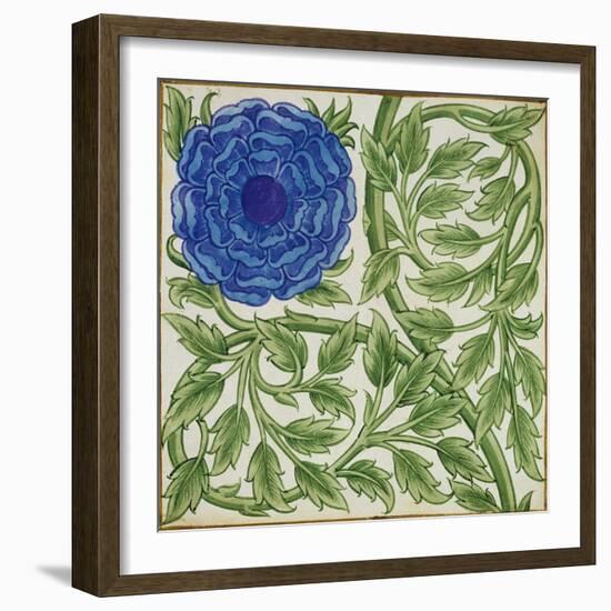 Plant with a Blue Flower (W/C on Paper)-William De Morgan-Framed Giclee Print