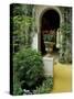 Planter and Arched Entrance to Garden in Casa de Pilatos Palace, Sevilla, Spain-Merrill Images-Stretched Canvas