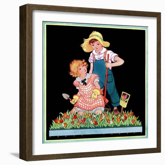 Planting Hyacinth - Child Life-Hazel Frazee-Framed Premium Giclee Print