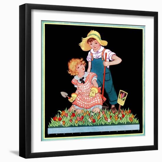 Planting Hyacinth - Child Life-Hazel Frazee-Framed Premium Giclee Print